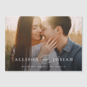 Classic Elegant Typografy Names Foto Wedding Sav Magneteinladung (Vorderseite)