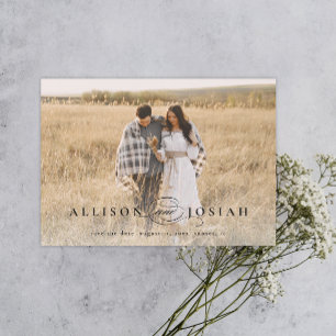 Classic Elegant Typografy Names Foto Wedding Sav Magneteinladung