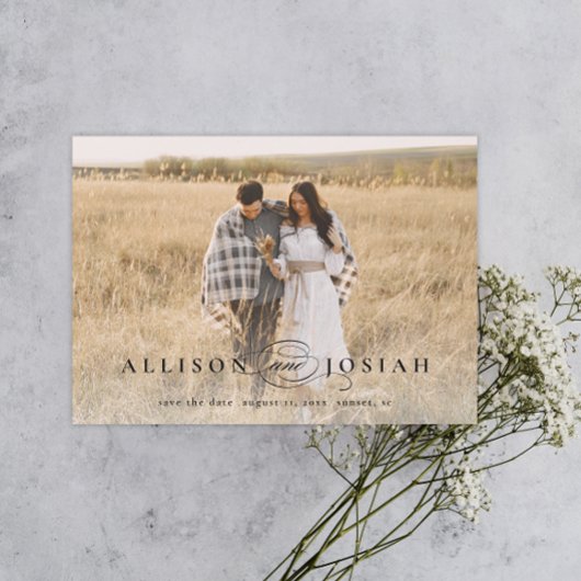 Classic Elegant Typografy Names Foto Wedding Sav Magneteinladung