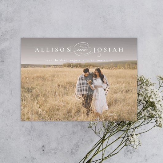 Classic Elegant Typografy Names Foto Wedding Sav Magneteinladung