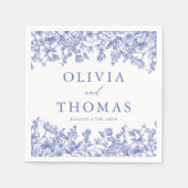 Classic Elegant Viktorianisch Blue Floral Wedding Serviette (Vorderseite)