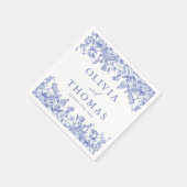 Classic Elegant Viktorianisch Blue Floral Wedding Serviette (Ecke)