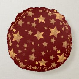 Classic Elegant Vintage Red Golden Stars Pattern Rundes Kissen