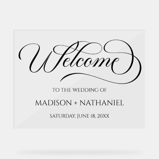Classic Elegant Wedding Acrylic Begrüßungszeichen Acrylschild (Vorderseite)