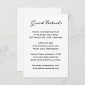 Classic Elegant Wedding Guest Hotel Details Card Begleitkarte (Vorne/Hinten)