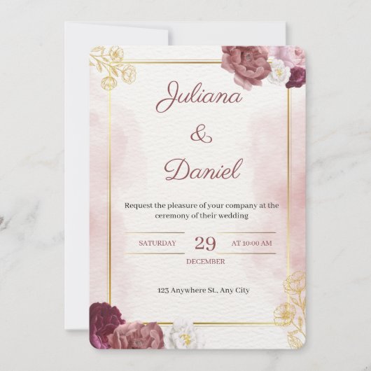 Classic Elegant Wedding Invitation Einladung (Vorderseite)
