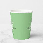 Classic Elegant Wedding Monogram Names Mint Green Pappbecher (Links)