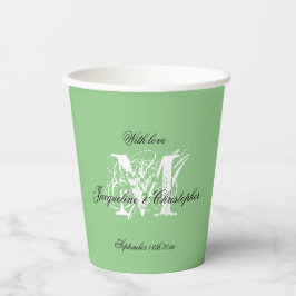 Classic Elegant Wedding Monogram Names Mint Green Pappbecher