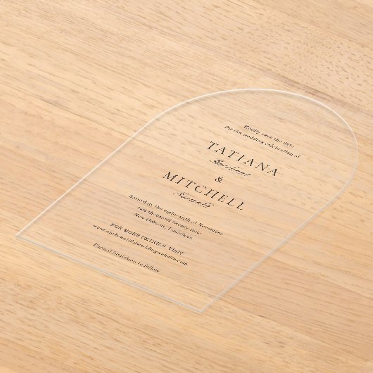 Classic Elegant Wedding Save the Date Acryleinladungen (Ablage )