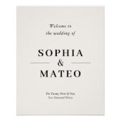 Classic Elegant Wedding Welcome Sign Poster (Vorderseite)