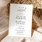 Classic elegant white black monogram wedding einladung