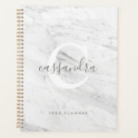 Classic Elegant White Monogram Marble Texture Planer<br><div class="desc">Klassischer eleganter weißer Monogram Texture Cover Planner für die klassische und elegante Persönlichkeit. Eine tolle Ergänzung zu Ihrem Bürobedarf,  um Ihren Zeitplan so stilvoll wie möglich zu planen und zu organisieren.</div>