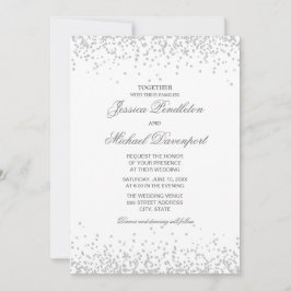 Classic Elegant White Silver Glitzer Wedding Einladung