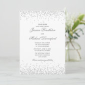 Classic Elegant White Silver Glitzer Wedding Einladung (Stehend Vorderseite)