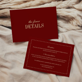 Classic Elegant Wine Red Wedding Details Begleitkarte