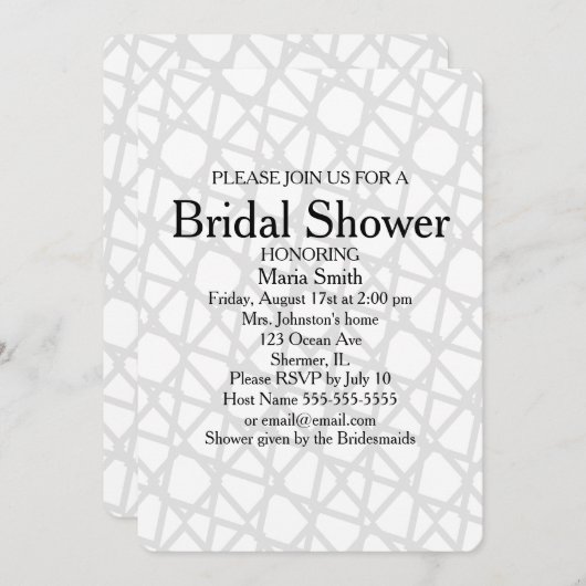 Classic Elegante Abstrakt Bridal Dusche Einladung (Vorne/Hinten)