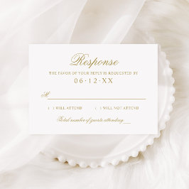 Classic Elegante Antique Gold Wedding RSVP Karte