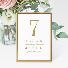 Classic Elegante Antique Gold Wedding Tischnummer