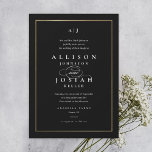 Classic Elegante Black and Gold Wedding Einladung<br><div class="desc">Diese klassische,  elegante Gold Wedding Einladung ist einfach und vielseitig. Das Design ist schick,  weiß und schwarz,  mit einem Monogramm,  Skriptdetails,  einem einfachen Goldrahmen und formalem bearbeitbarem Text. Klicken Sie auf die Schaltfläche Bearbeiten,  um dieses Design anzupassen.</div>