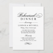 Classic Elegante Black Wedding Probe Dinner Einladung (Vorderseite)