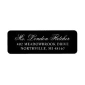 Classic Elegante Black Wedding Rücksendeadresse (Vorne)