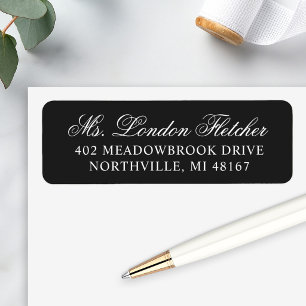 Classic Elegante Black Wedding Rücksendeadresse