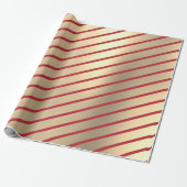 Classic Elegante Christmas Gold Roter Streifen Geschenkpapier (Ungerollt)