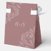 Classic Elegante Damask Rose Taupe Elfenbeinhochze Geschenkschachtel (Rückseite)