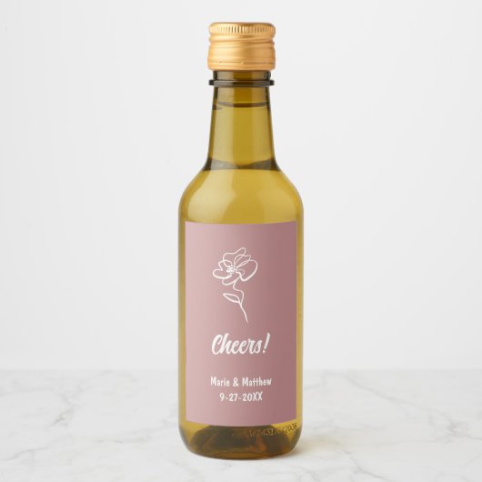 Classic & Elegante Dusty Rose Blumenstrauß Weinetikett (Vorderseite)