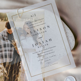 Classic Elegante Gold Foto Overlay Wedding Pergament Einladungen