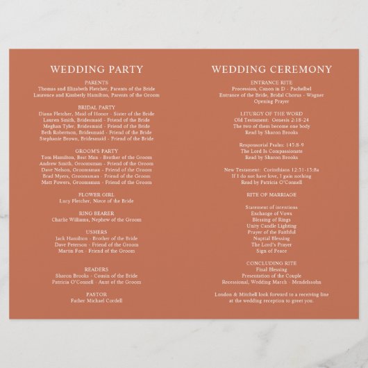 Classic Elegante Hochzeitsfeiern (Rückseite)