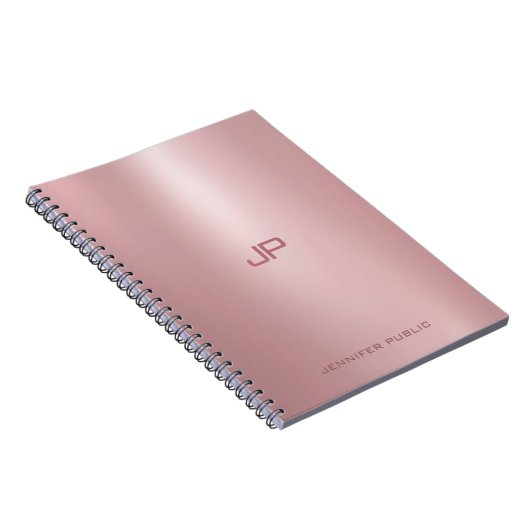 Classic Elegante Rose Gold Mit Monogramm Vorlage Notizblock (Rechte Seite)