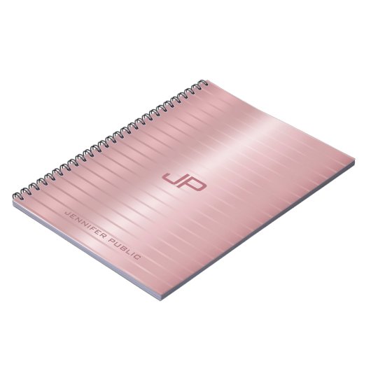 Classic Elegante Rose Gold Monogram Template Notizblock (Linke Seite)