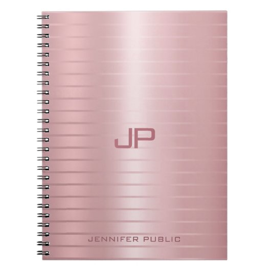 Classic Elegante Rose Gold Monogram Template Notizblock (Vorderseite)