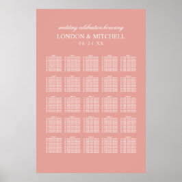 Classic Elegante Rose Gold Wedding Seating Poster