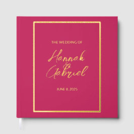 Classic Elegante Rose Red Wedding Foil Gästebuch