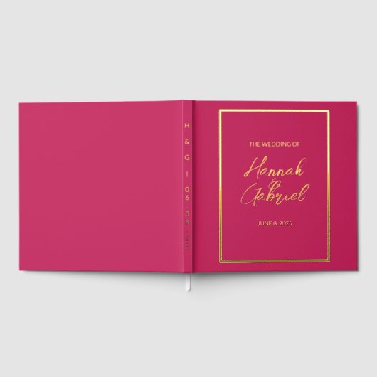 Classic Elegante Rose Red Wedding Foil Gästebuch (Voll)