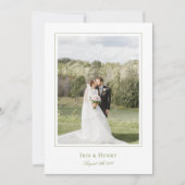 Classic Elegante Sage Green Wedding Foto Dankeskarte (Vorderseite)