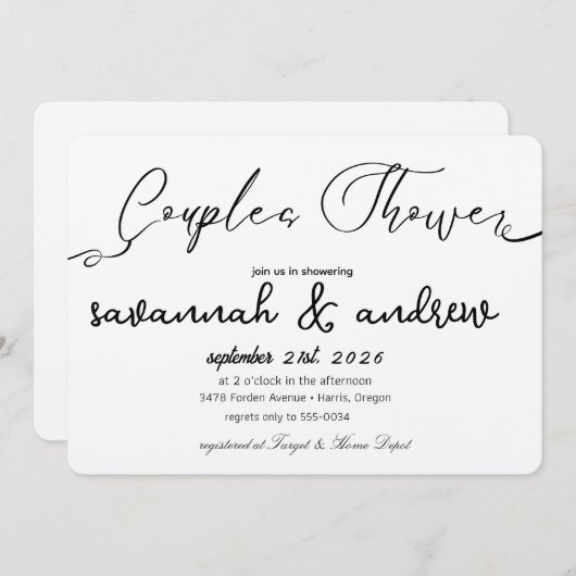 Classic Elegante Script Couples Einladung (Vorne/Hinten)