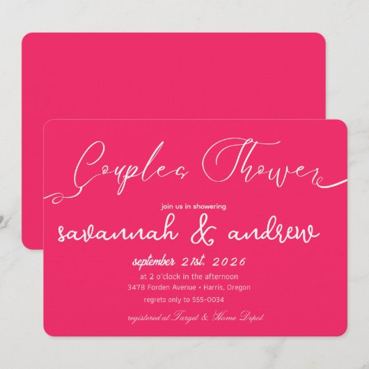 Classic Elegante Script Couples Einladung (Vorne/Hinten)