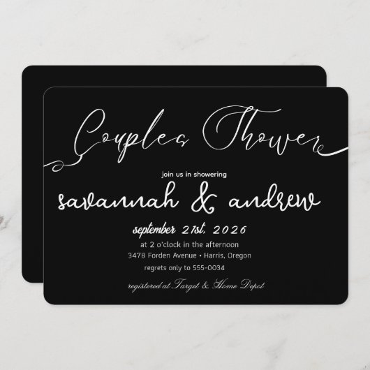 Classic Elegante Script Couples Einladung (Vorne/Hinten)