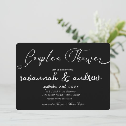 Classic Elegante Script Couples Einladung (Stehend Vorderseite)