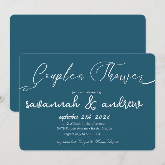 Classic Elegante Script Couples Einladung (Vorne/Hinten)