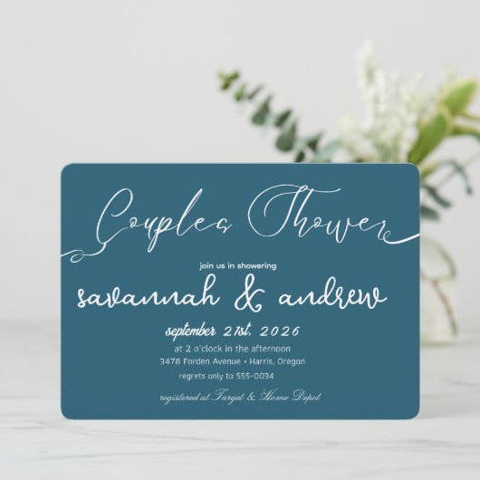 Classic Elegante Script Couples Einladung (Stehend Vorderseite)