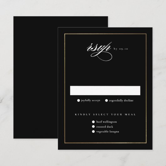Classic Elegante Script Gold Wedding RSVP Karte (Vorne/Hinten)