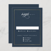 Classic Elegante Script Gold Wedding RSVP Karte (Vorne/Hinten)