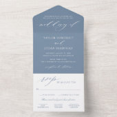 Classic Elegante Slate Blue Wedding All In One Einladung (Innen Boden)