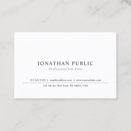 Classic Elegante Sleek Schlichtes Berufliches Desi Visitenkarte (Vorderseite)