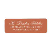 Classic Elegante Terracotta Hochzeit Rücksendeadre (Vorne)