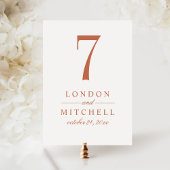 Classic Elegante Terracotta Hochzeit Tischnummer